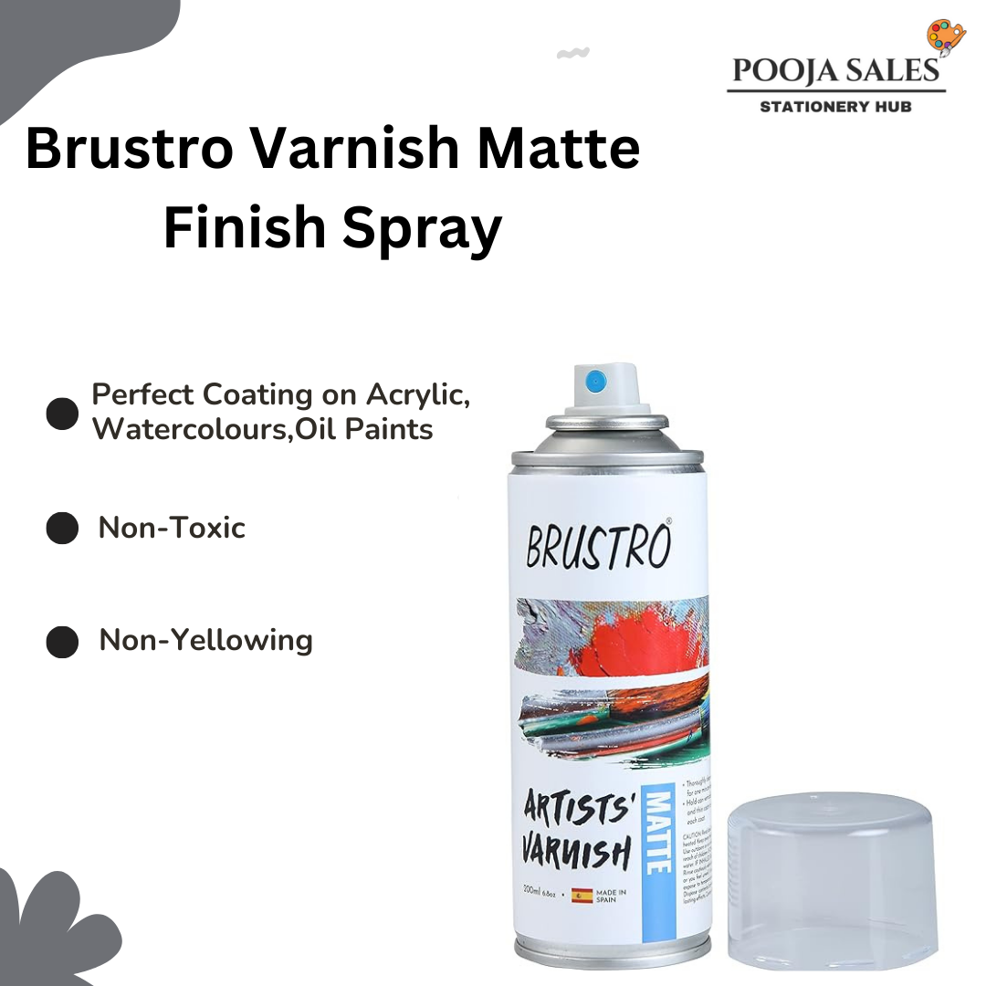 Brustro Artist's Varnish Spray | Matte Finish | 200ML | Perfect Coating on Acrylic Painting, Watercolours, Oil Paints,
