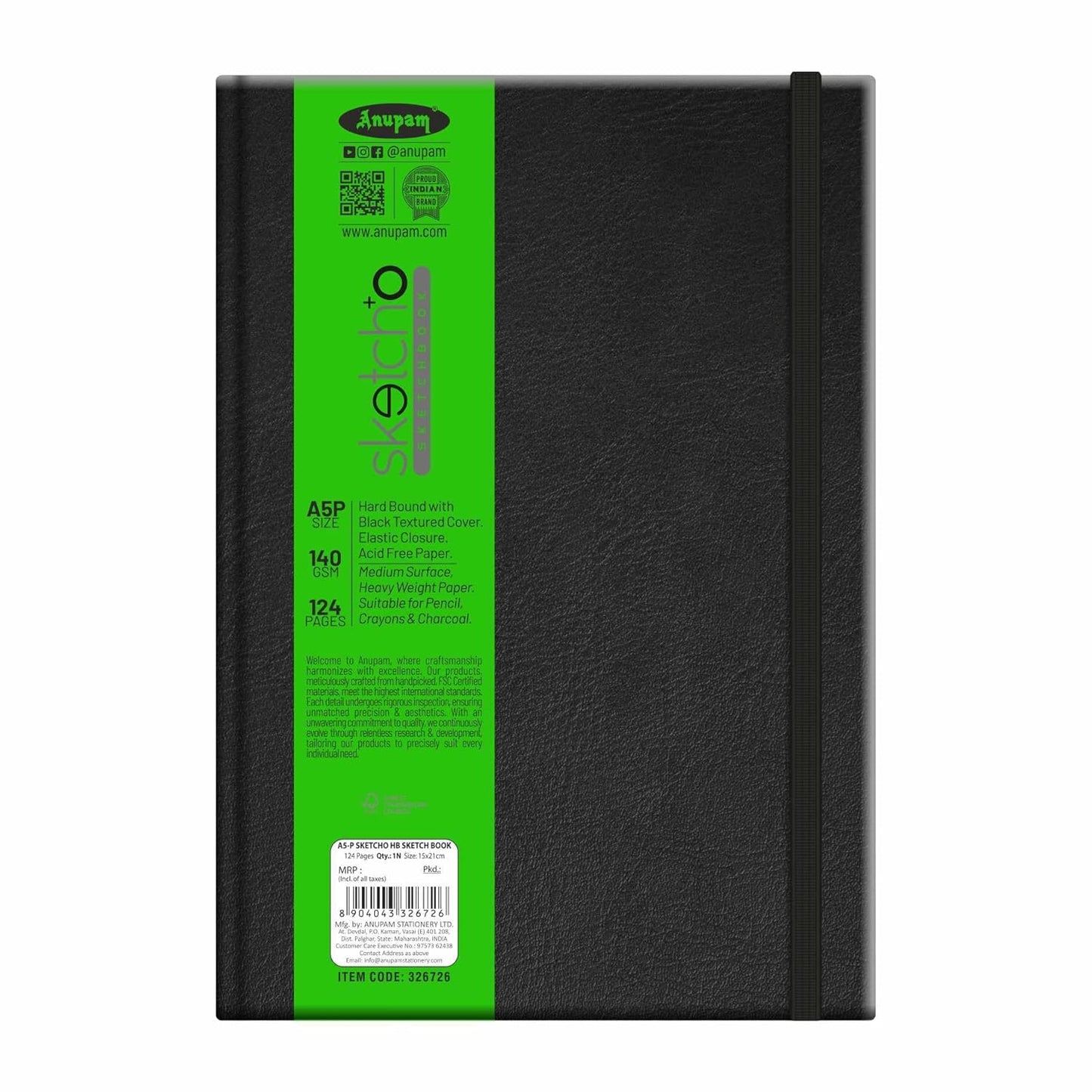 Anupam SketchO Sketchbook | Hardbound | 140gsm | Sizes: A3, A4, A5