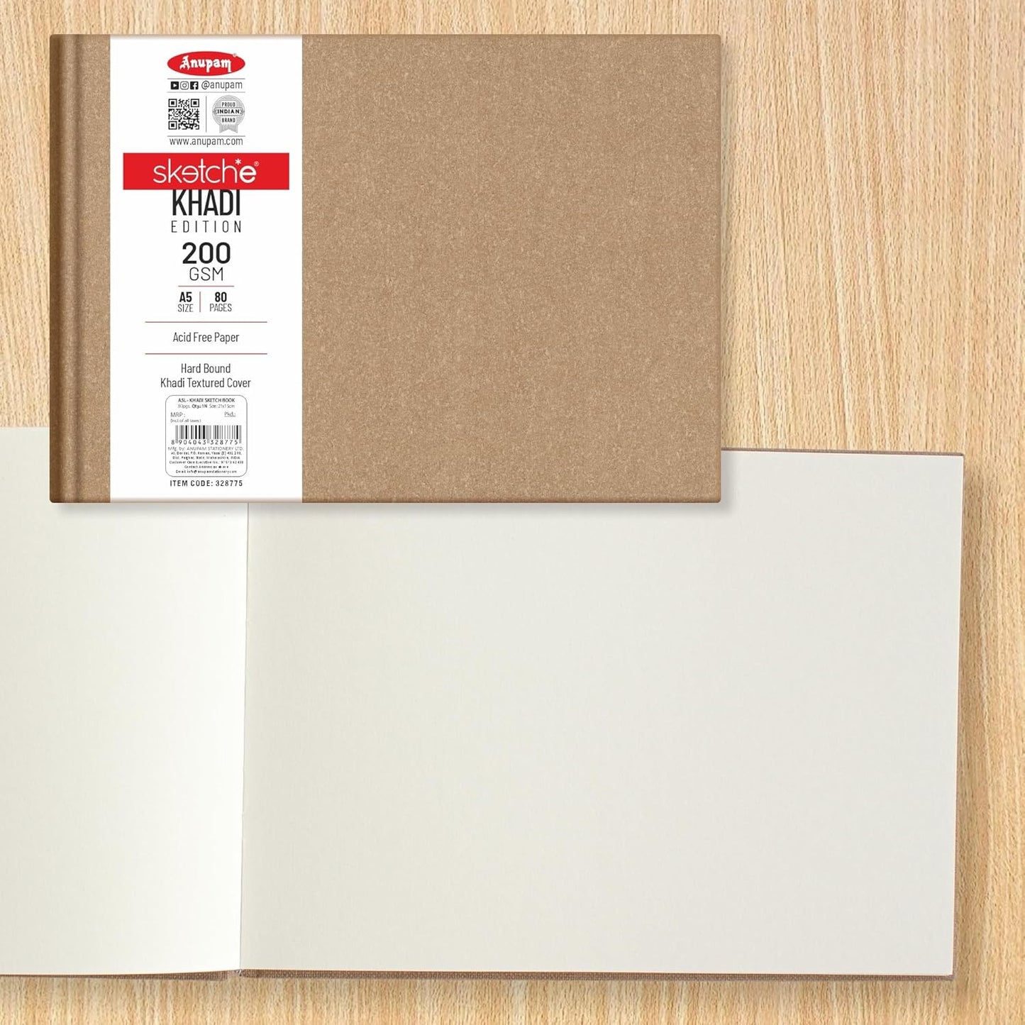 Anupam Sketche Khadi (Cover) 200 GSM Cartridge Paper - Hardbound (A5 - Landscape)
