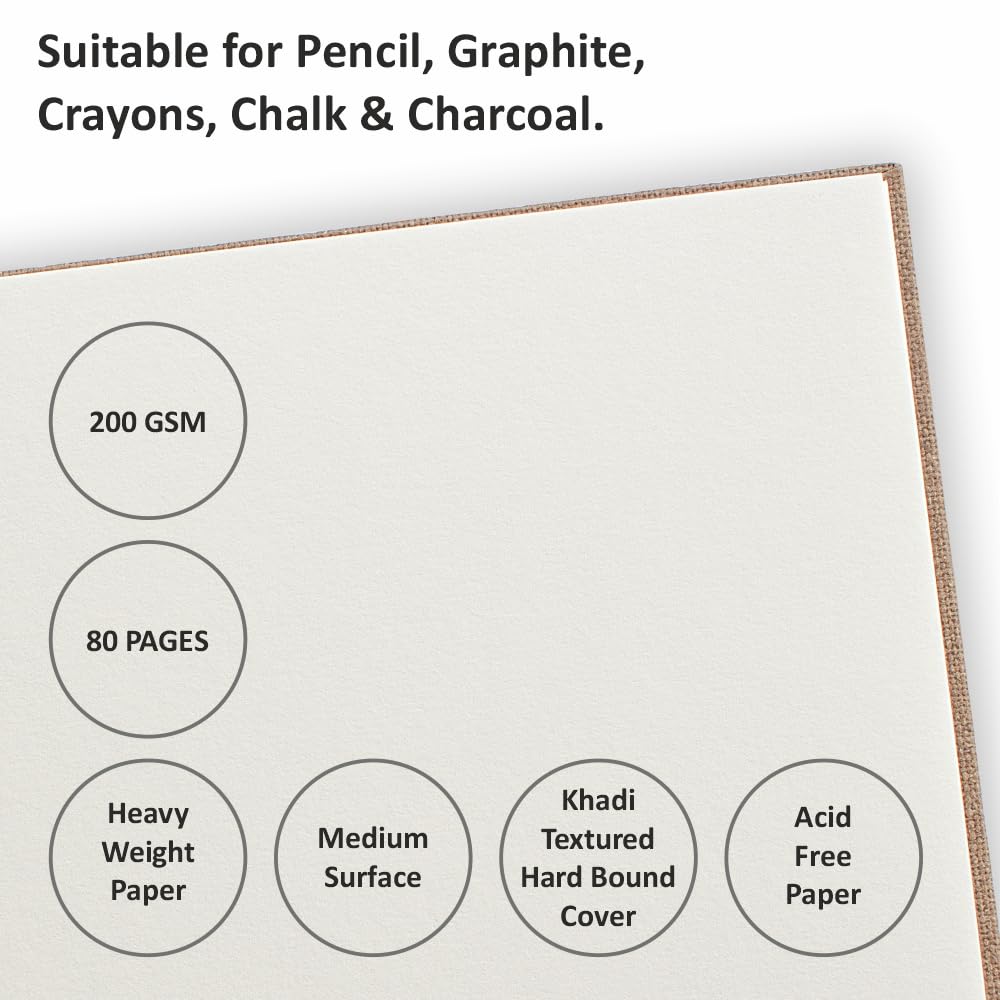Anupam Sketche Khadi (Cover) 200 GSM Cartridge Paper - Hardbound (A5 - Landscape)