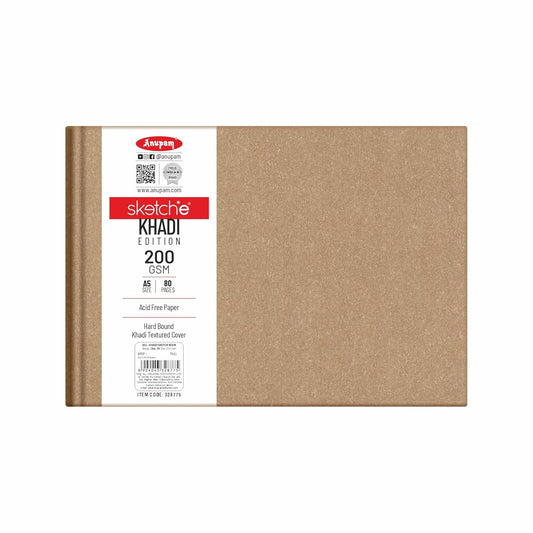 Anupam Sketche Khadi (Cover) 200 GSM Cartridge Paper - Hardbound (A5 - Landscape)
