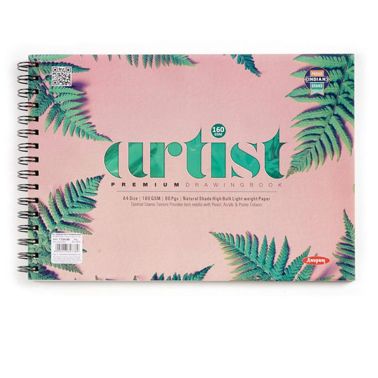 Anupam Artist Premium Drawing Book | A4 | Cartridge Paper 160GSM | Spiral-Bound