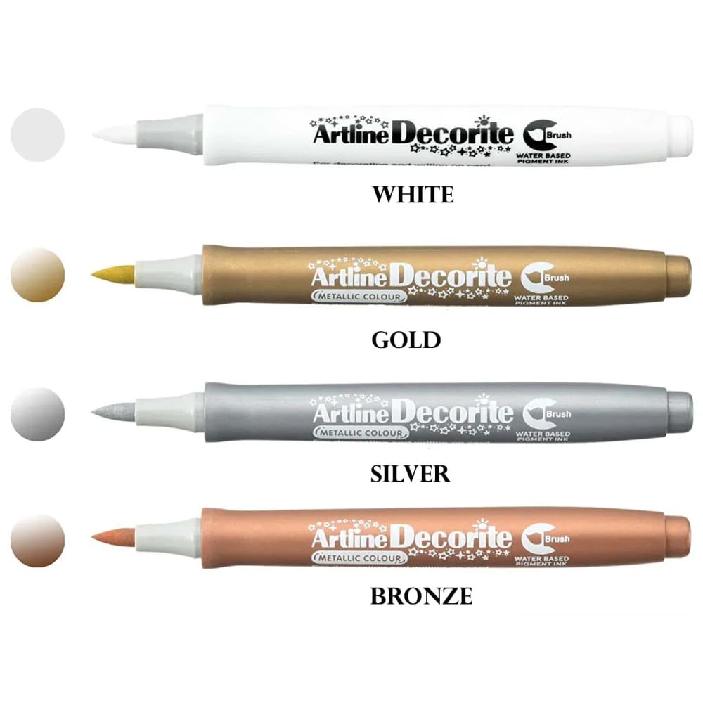 Artline Decorite Metallic Brush Markers | Set Of 4