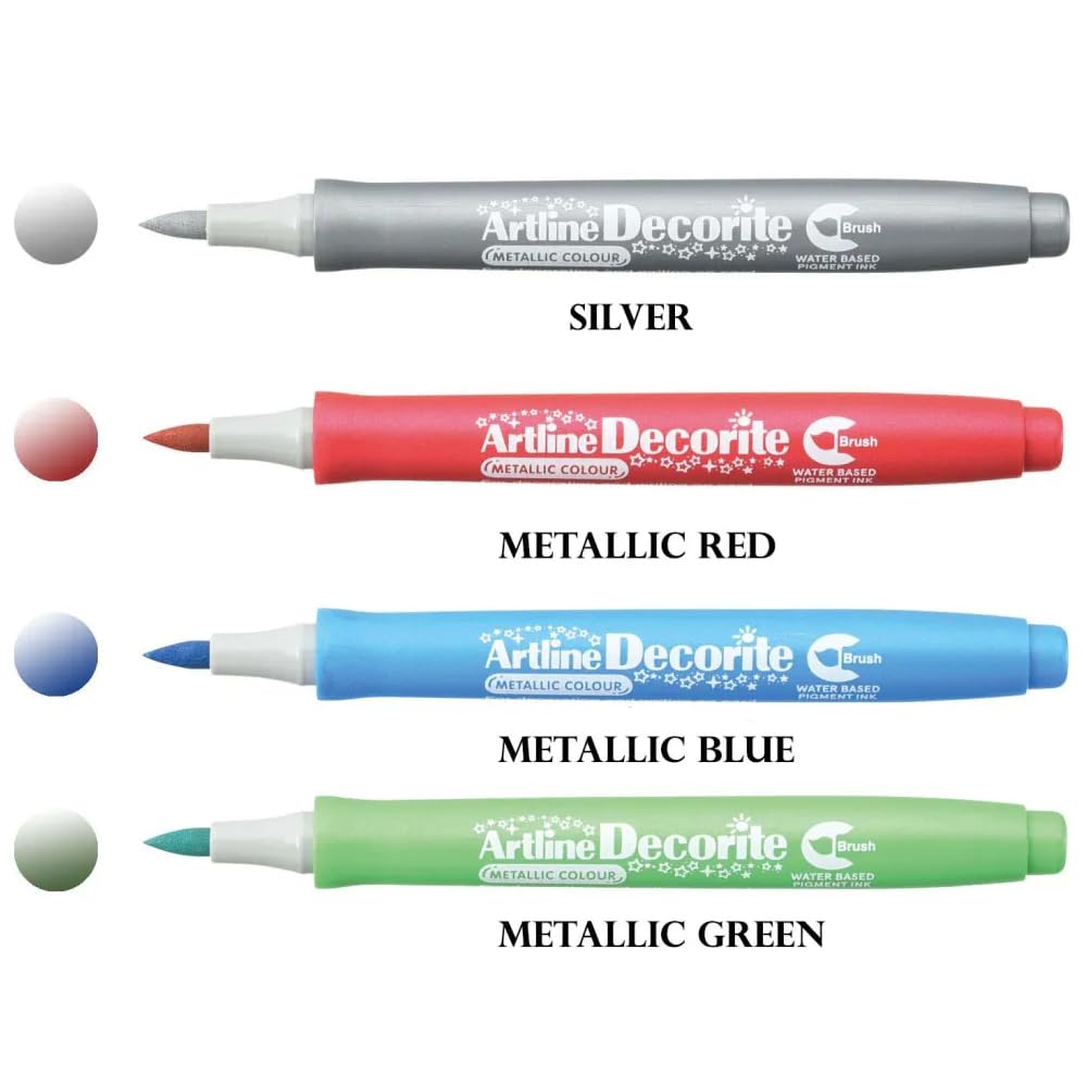 Artline Decorite Metallic Brush Markers | Set Of 4