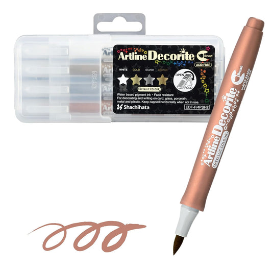 Artline Decorite Metallic Brush Markers | Set Of 4
