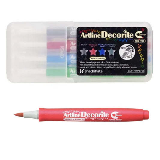 Artline Decorite Metallic Brush Markers | Set Of 4