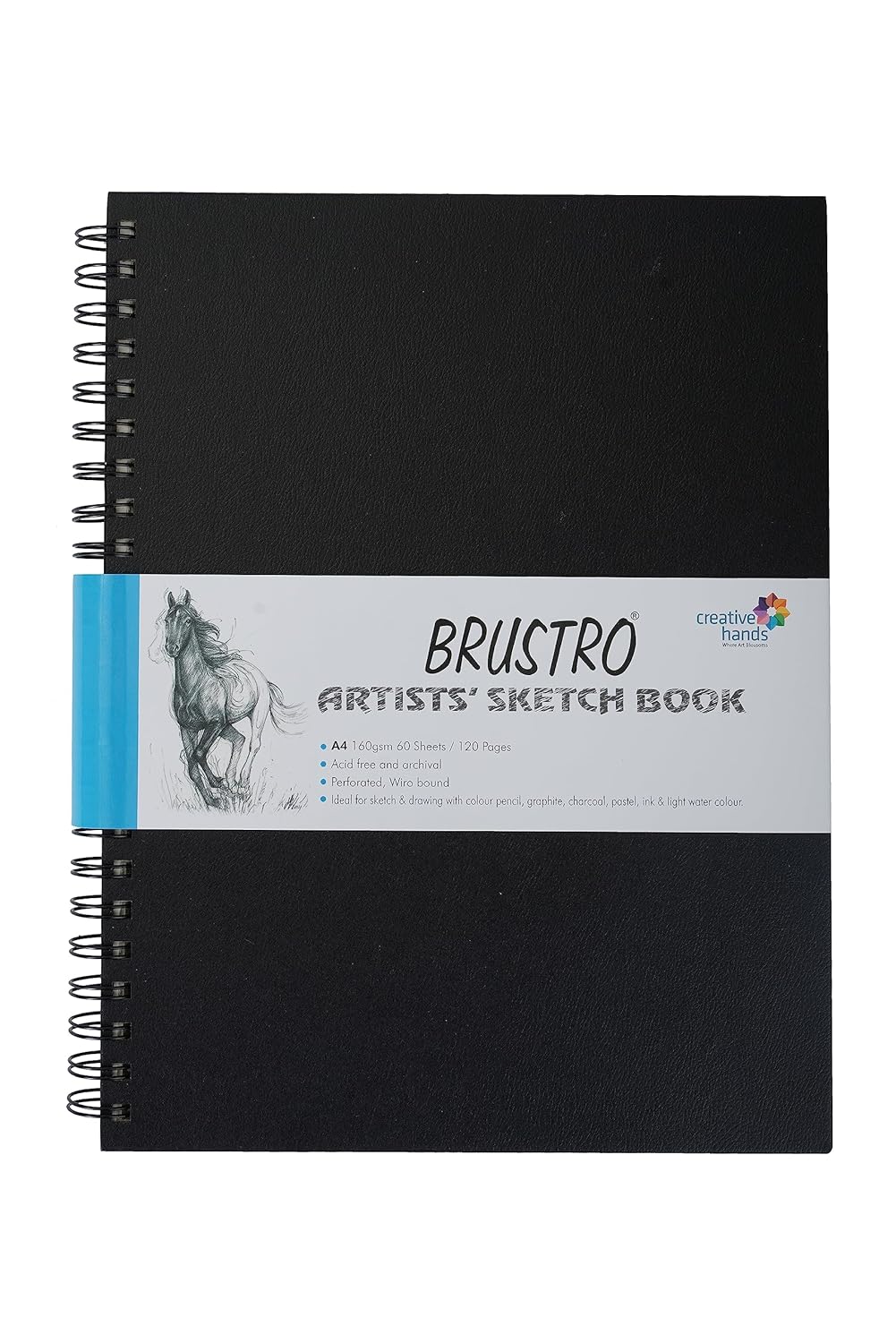 BRUSTRO Artists Wiro Bound Sketch Book | 120 Pages, 160 GSM | Size: A3, A4, A5, A6