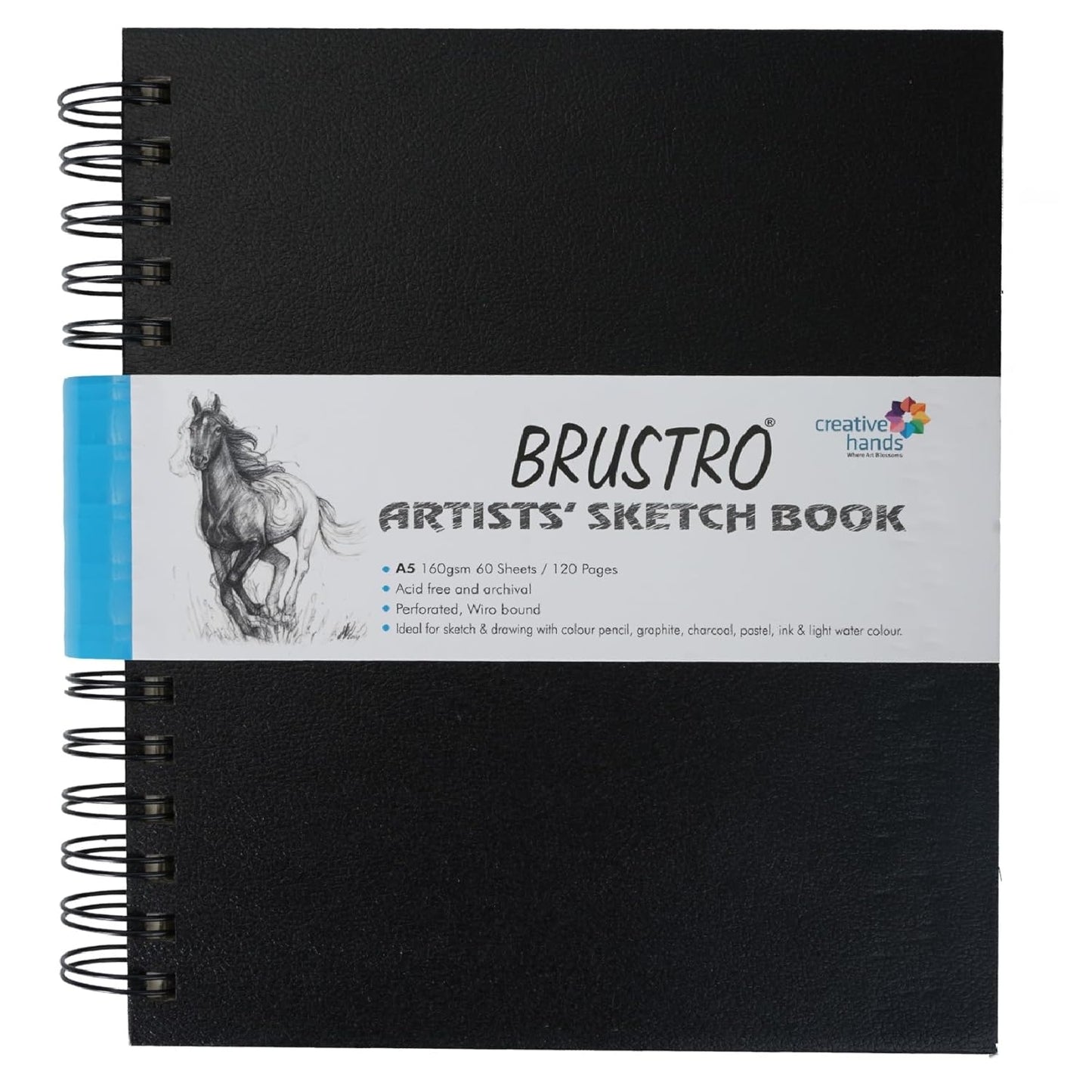 BRUSTRO Artists Wiro Bound Sketch Book | 120 Pages, 160 GSM | Size: A3, A4, A5, A6