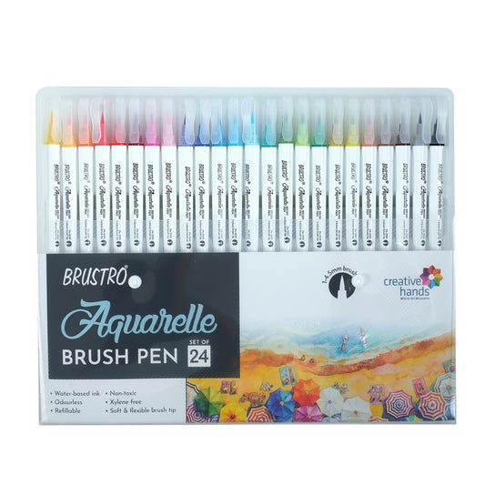 Brustro Aquarelle Refillable Brush Pen | Set of 24