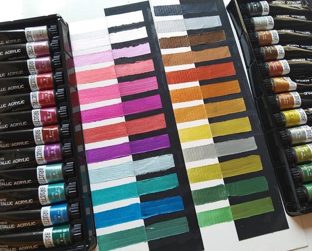 BRUSTRO Artists Metallic Acrylic Paint | Set of 24 | 12ml