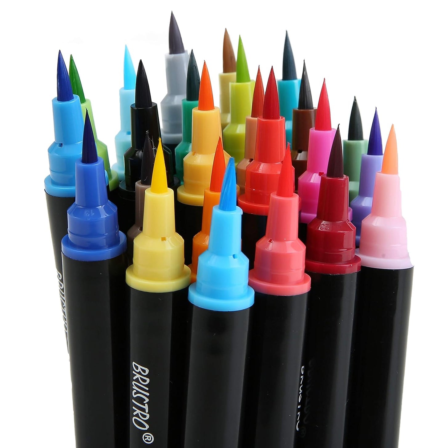 BRUSTRO Colour Brush Pens Set | 12 Shades | Pigment Based | Hard tip Brush Pen