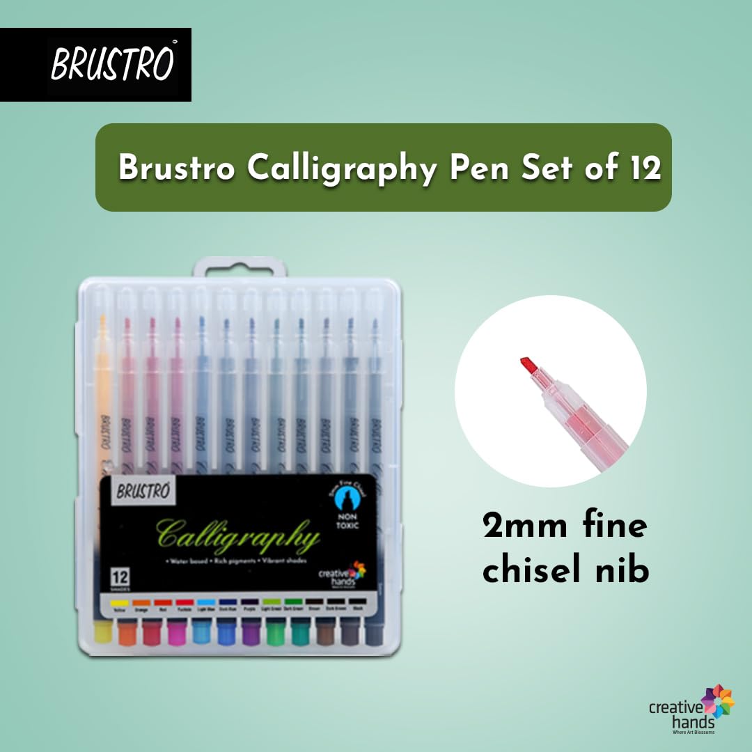 BRUSTRO Calligraphy Pen | 2mm | Set of 12 Colours