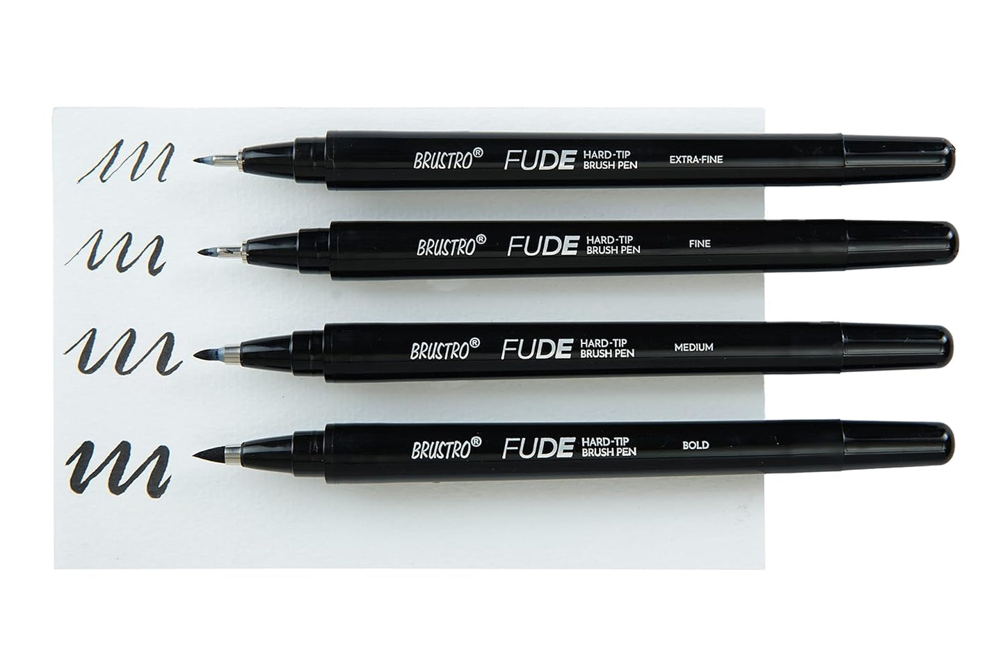 Brustro Fude Hard-tip Black Ink Calligraphy Brush Pen | Set of 4 (Extra-fine/Fine/Medium/Bold)