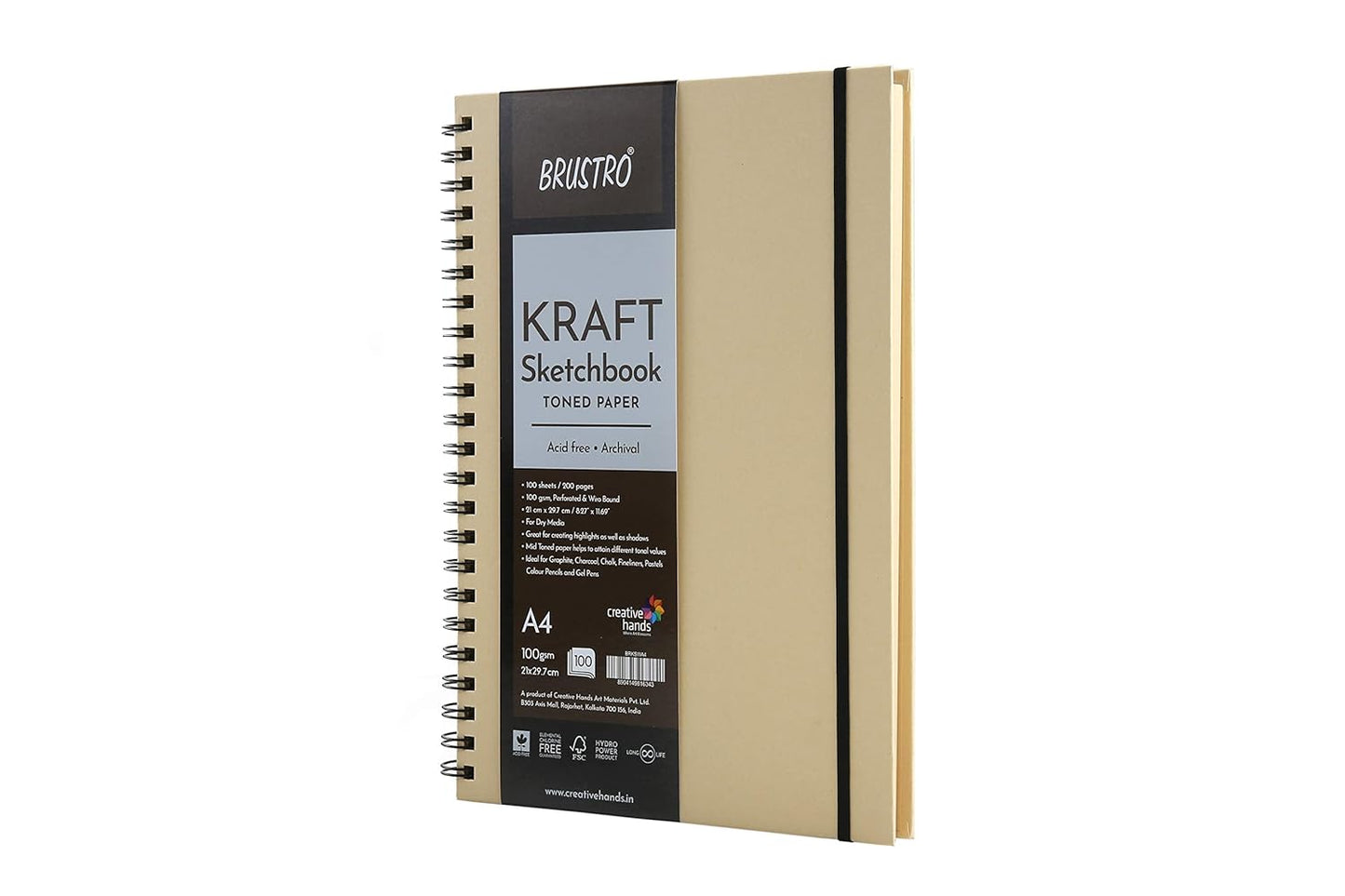 Brustro Toned Paper - Kraft Sketchbook, Wiro Bound, Size A4, 100GSM. (100 Sheets) 200 Pages