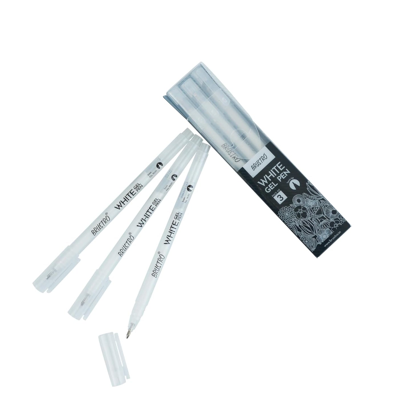BRUSTRO White Gel Pen | Tip size -1 mm | Pack of 3