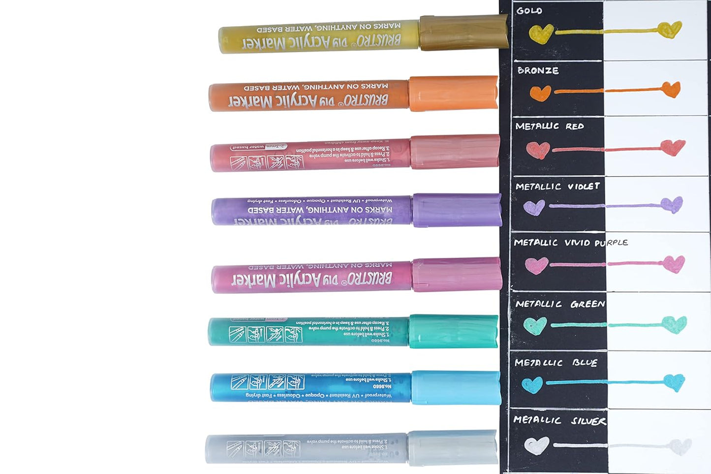 Brustro Acrylic (DIY) Marker Set | 8 Shades | Metallic Shades