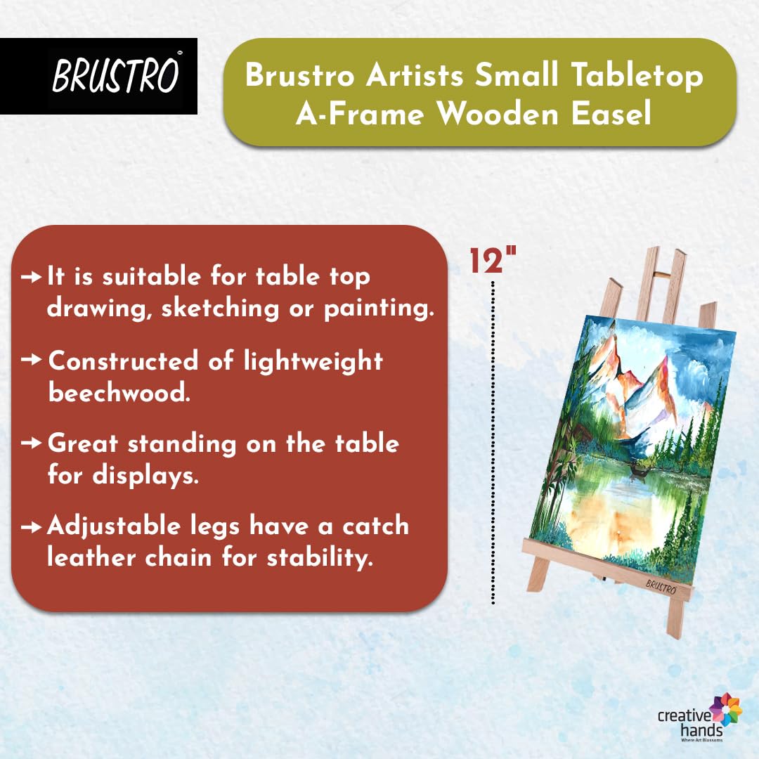 BRUSTRO Artist's Tabletop A-Frame Wooden Easel | Size - 12 inch