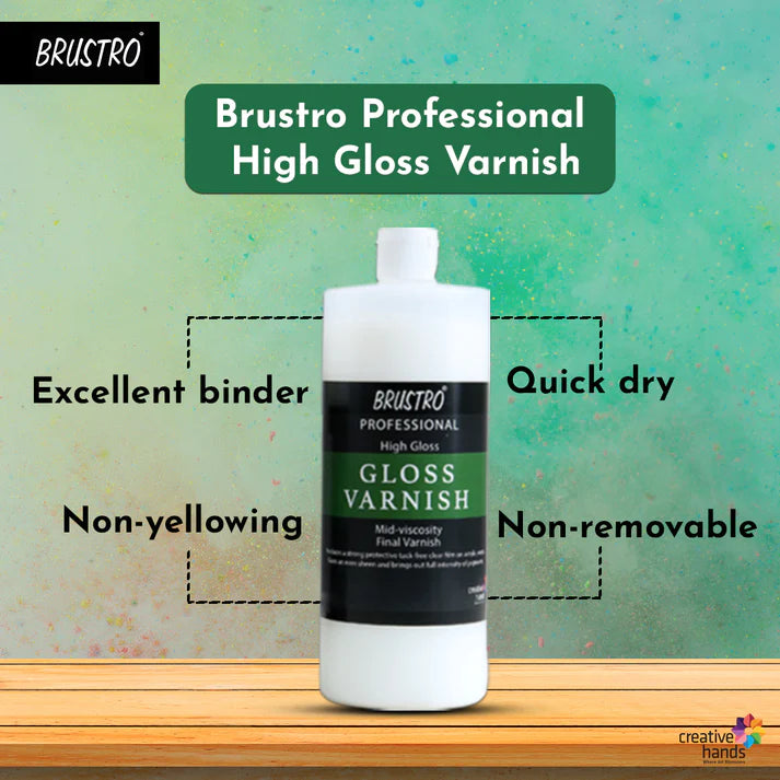 Brustro Professional High Gloss Varnish | 200ml | 500ml | 1000ml | Perfect Coating on Acrylic Painting,