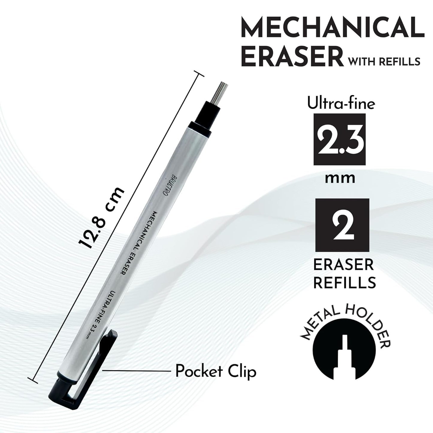 BRUSTRO Mechanical Precision Eraser | 2.3mm - Ultra-Fine Tip | Refillable