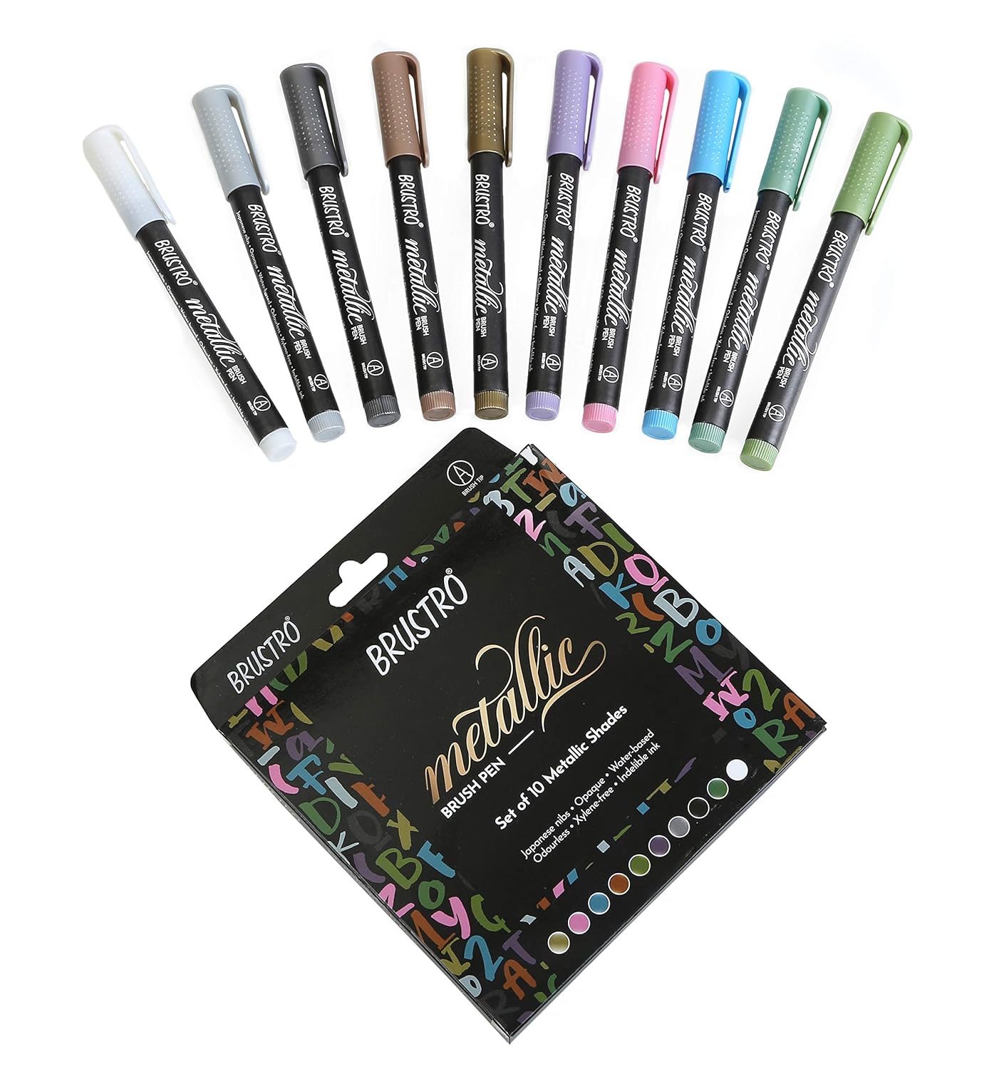 Brustro Metallic Markers Set | 10 Shades | Metallic Shades