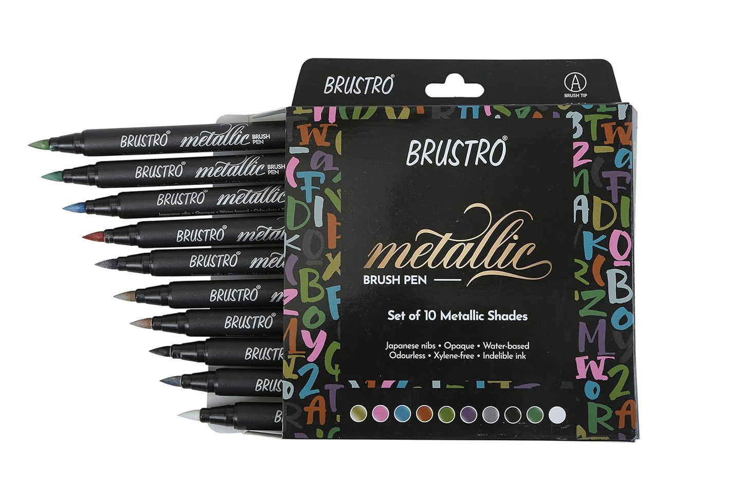 Brustro Metallic Markers Set | 10 Shades | Metallic Shades