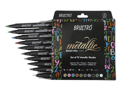 Brustro Metallic Markers Set | 10 Shades | Metallic Shades