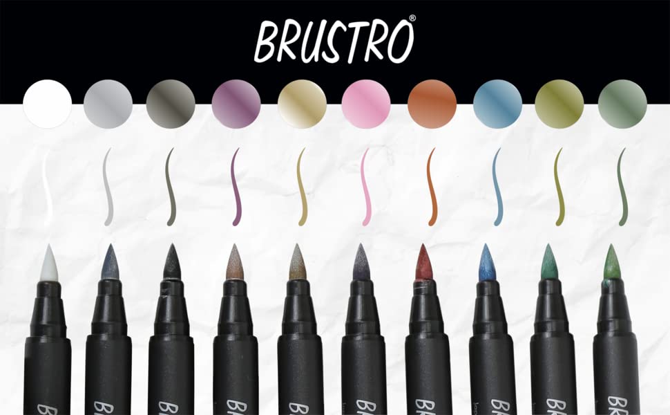 Brustro Metallic Markers Set | 10 Shades | Metallic Shades