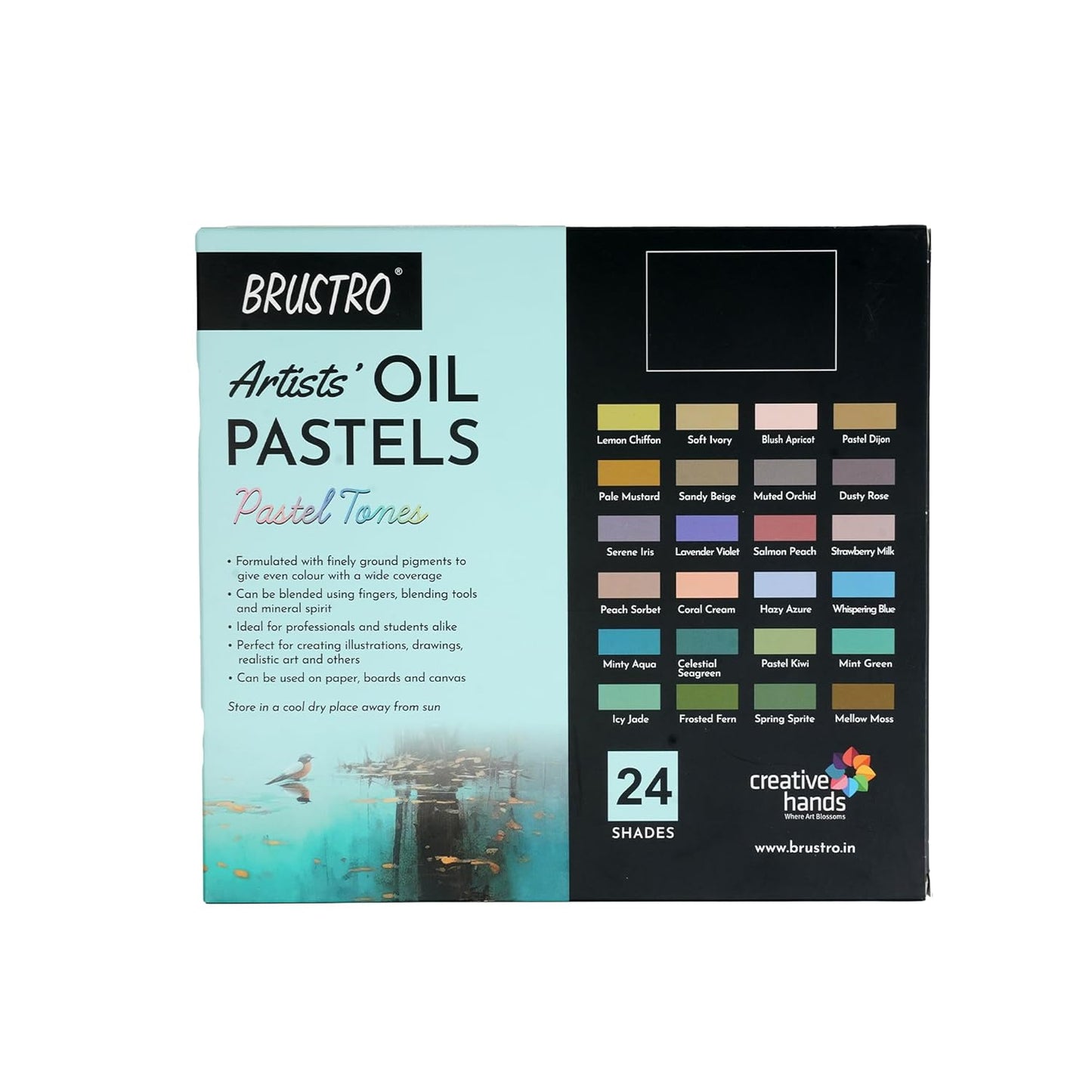 BRUSTRO Artist Oil Pastels Set | 24 Shades | Pastel Shades