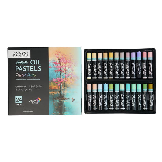 BRUSTRO Artist Oil Pastels Set | 24 Shades | Pastel Shades