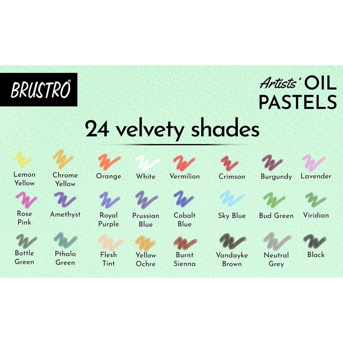 BRUSTRO Artist Oil Pastels Set | 24 Shades (Regular Shades)