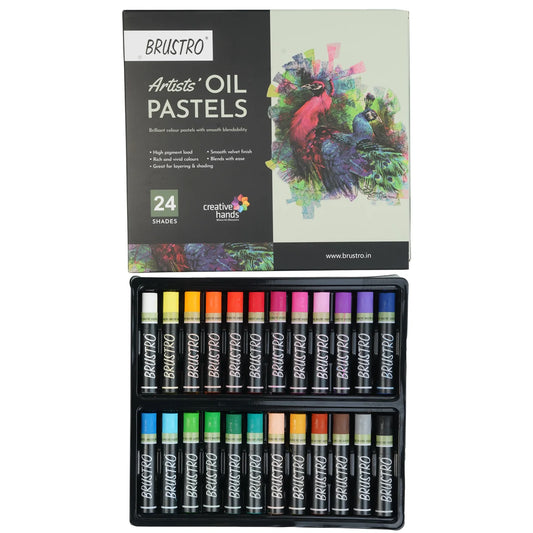 BRUSTRO Artist Oil Pastels Set | 24 Shades (Regular Shades)