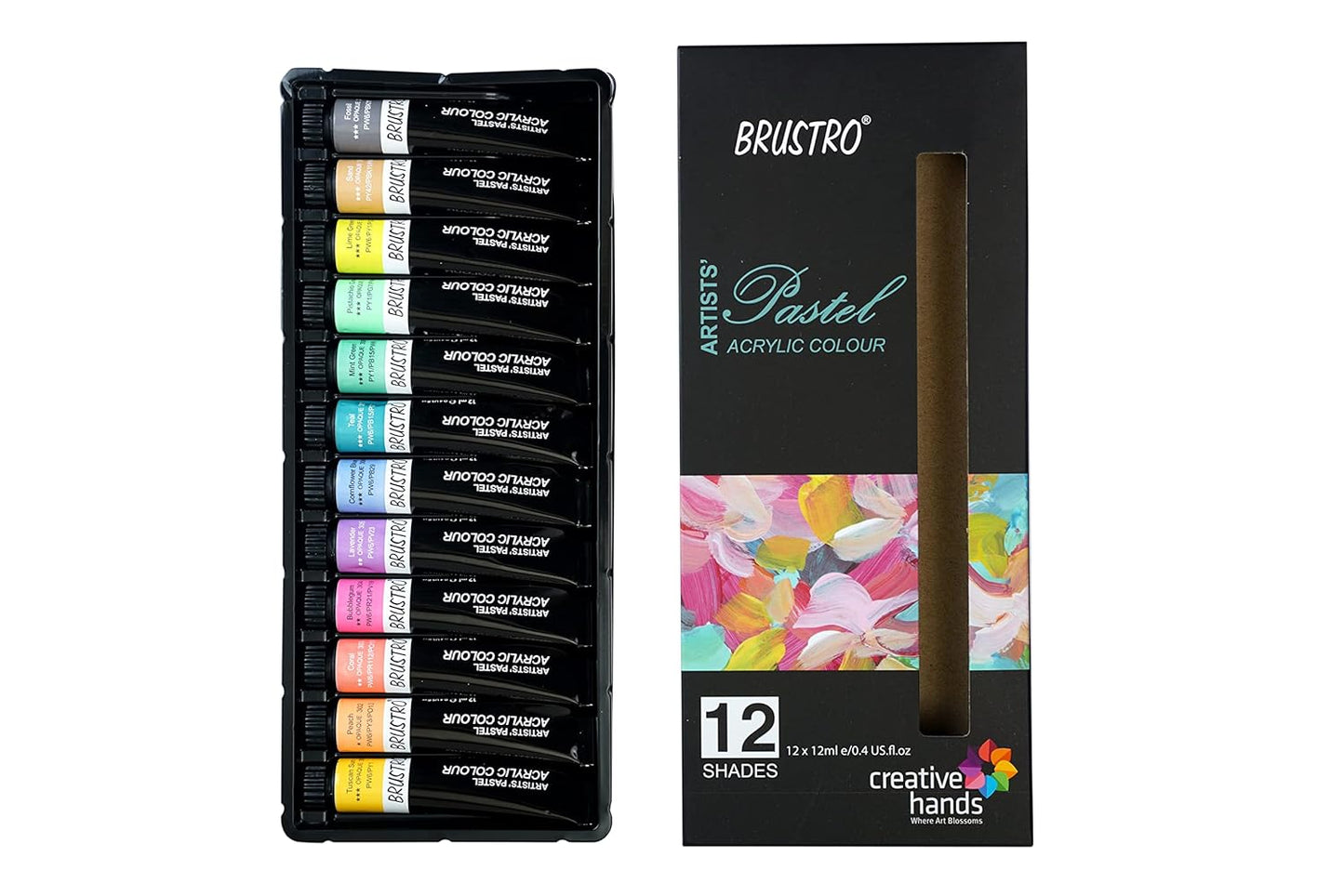 BRUSTRO Artist's Acrylic Pastel Colour | 12 Shades | 12ml