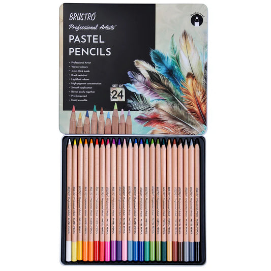 BRUSTRO Artists Pastel Pencils - Set of 24 Shades - 4mm Lead |