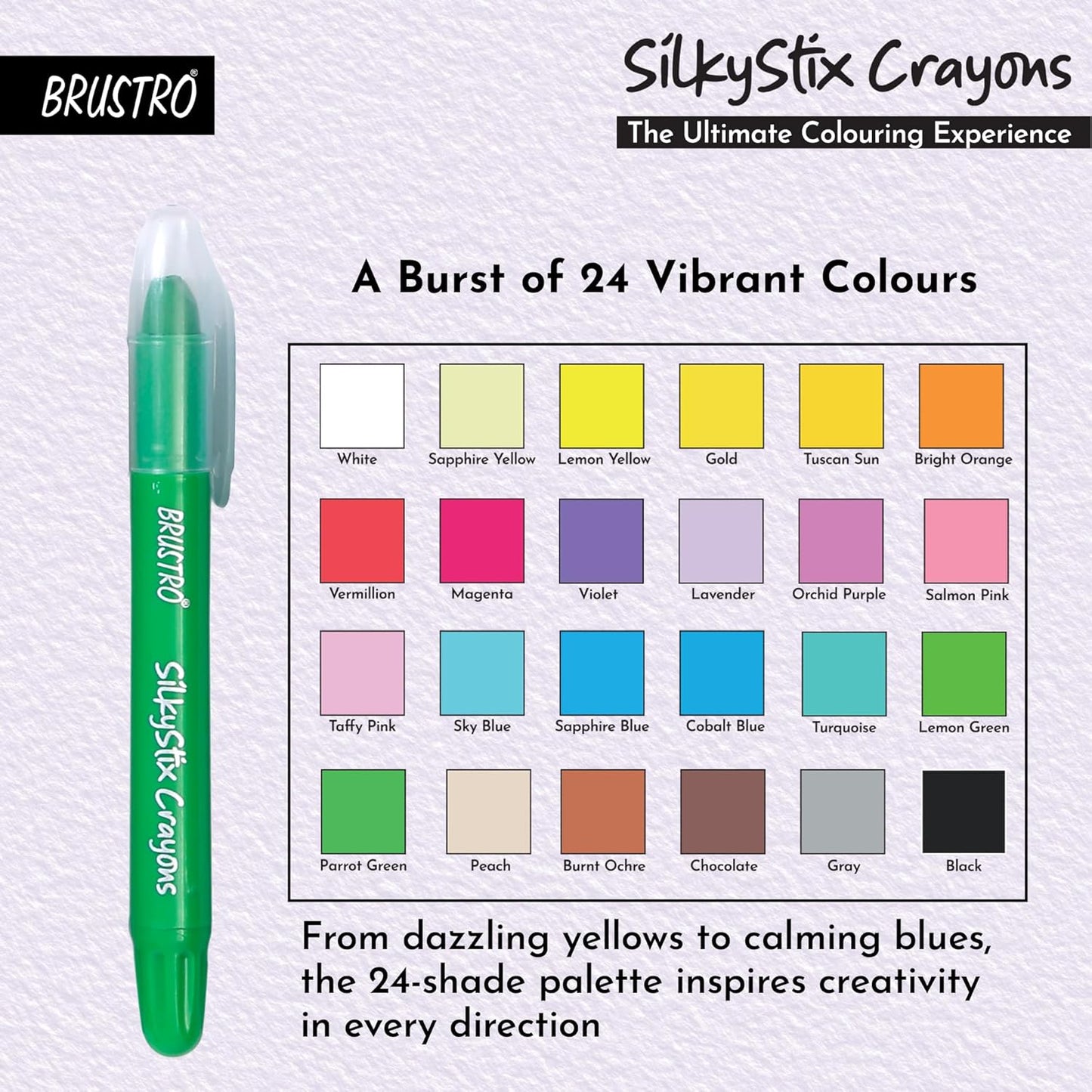 BRUSTRO SilkyStix Crayons Set | 24 Shades