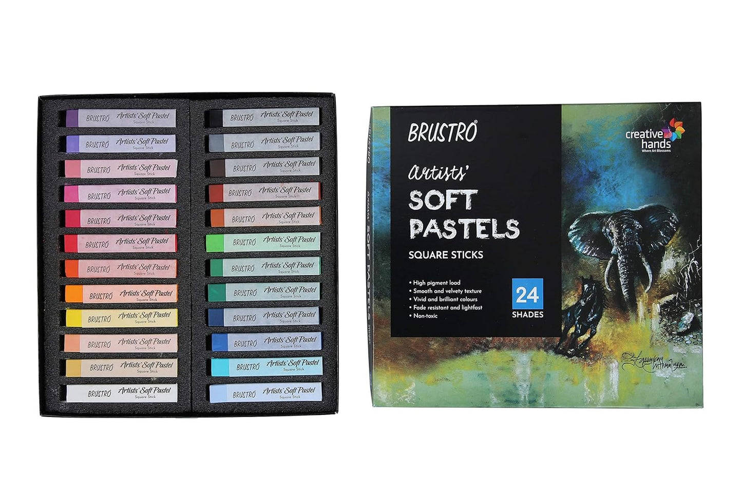 BRUSTRO Artist's Soft Pastels, Sticks - Set of 24 | Multicolor