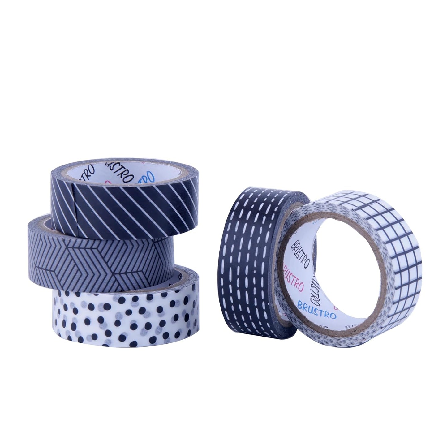 Brustro Timeless Patterns Washi Tapes | Set of 5 | 15 mm x 5 mtrs |