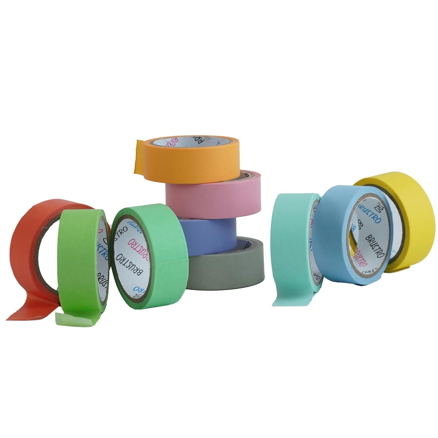 BRUSTRO Washi Masking Tapes | 15 mm X 5 mtrs | Set of 10 | Pastel Solid Shades
