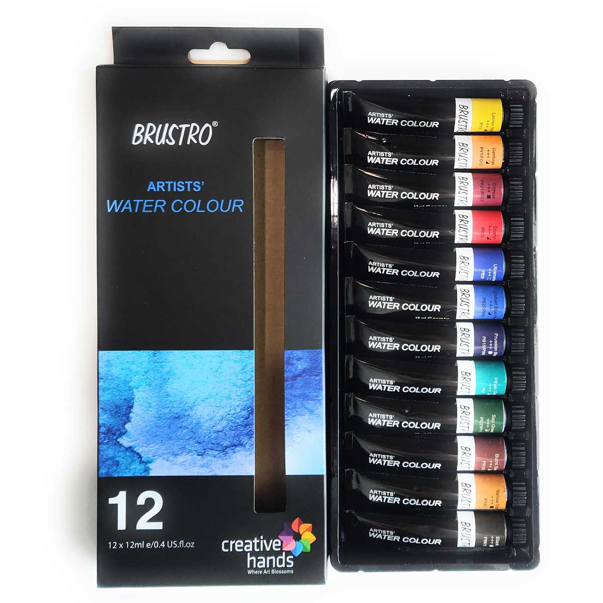 BRUSTRO Artist's Watercolour Paint | Set of 12 & 24 Colours | 12ml Tubes