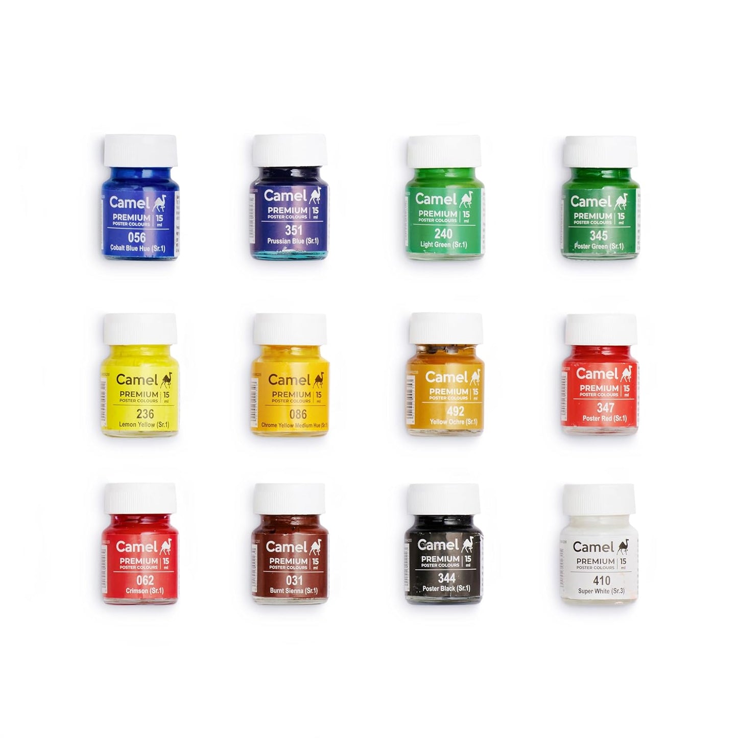 Camel Premium Poster Color Set | 15ml Each | 12 Shades