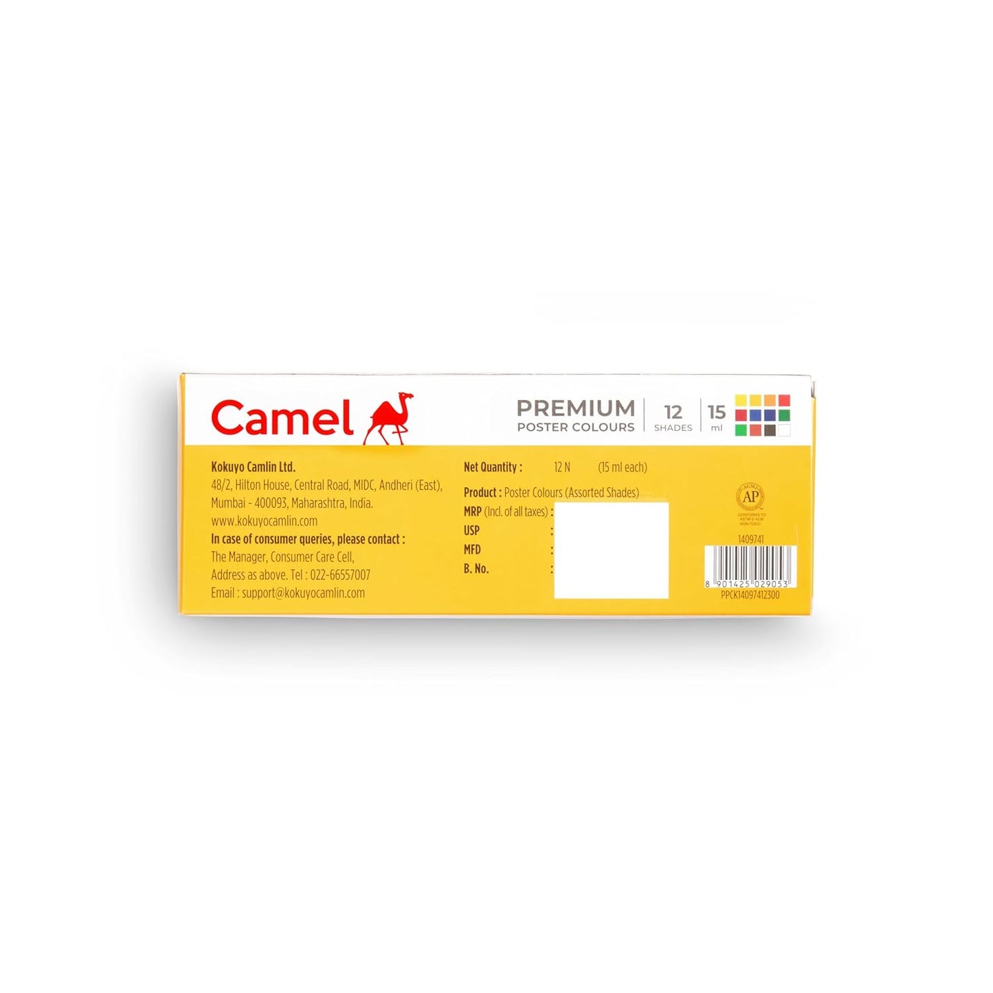 Camel Premium Poster Color Set | 15ml Each | 12 Shades