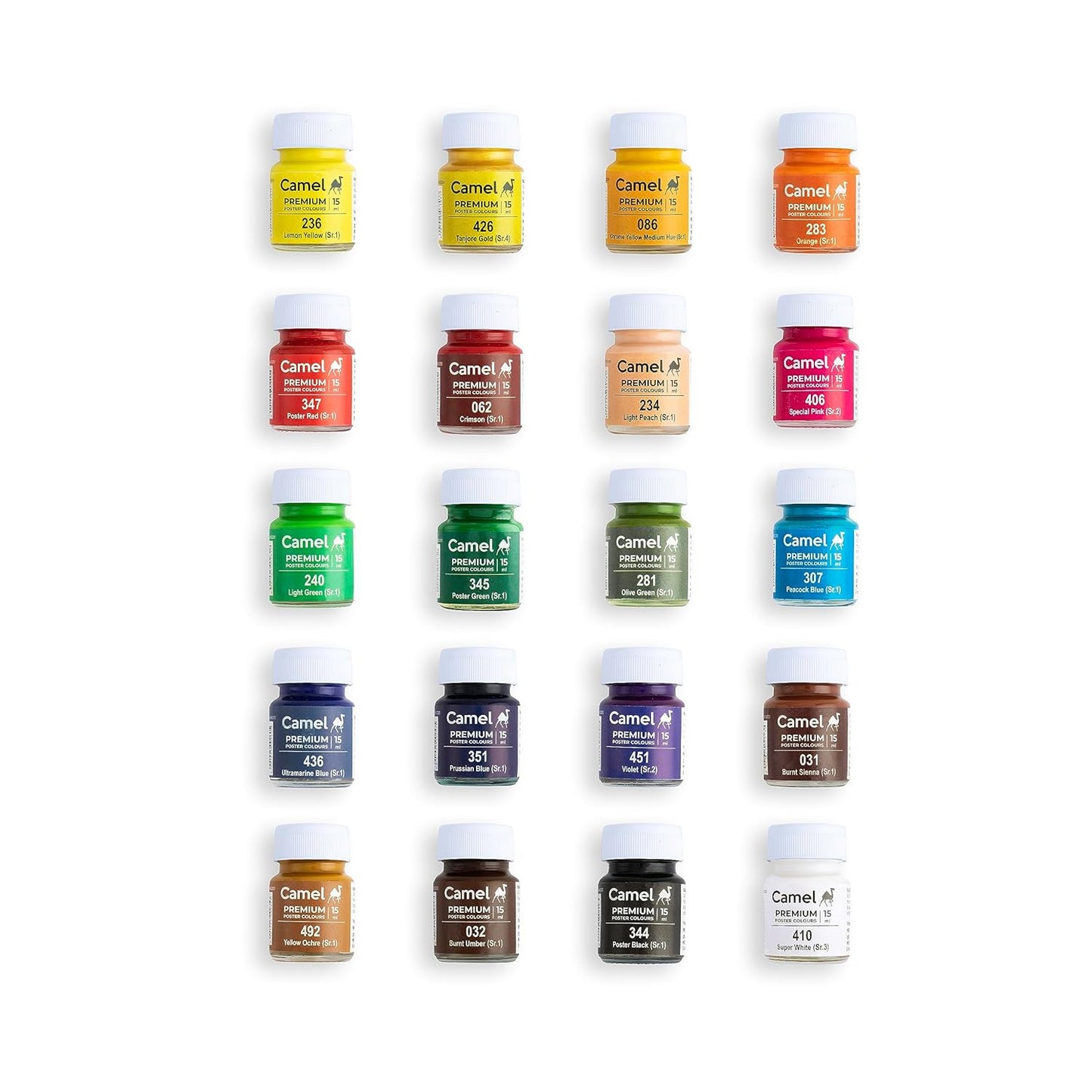 Camel Premium Poster Colour Set with Brush | 20 Shades | 15ml