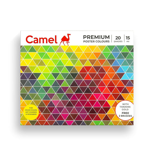 Camel Premium Poster Colour Set with Brush | 20 Shades | 15ml