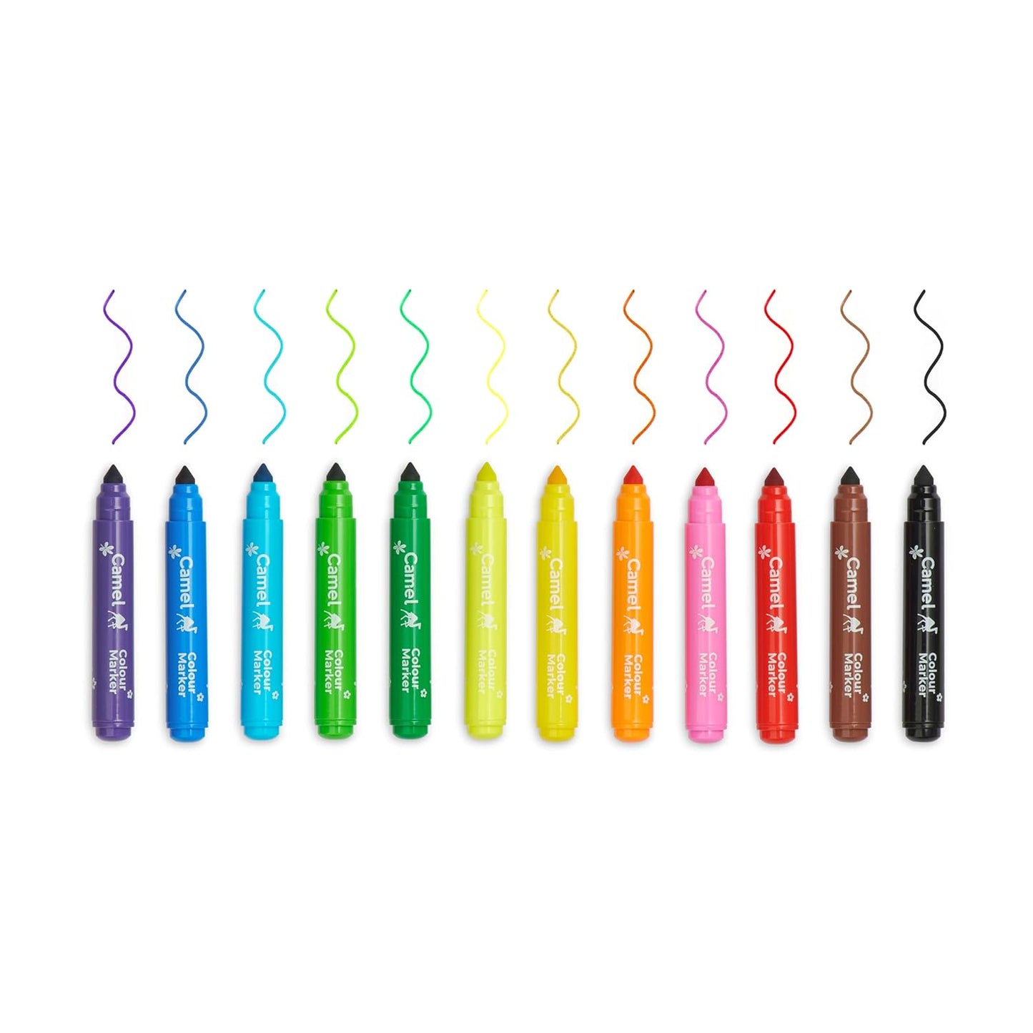 Camel Washable Colour Marker Set | 12 Shades (lid Colour May Vary)
