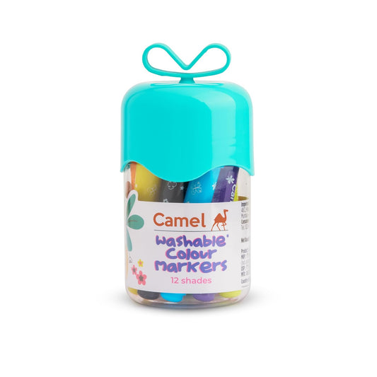 Camel Washable Colour Marker Set | 12 Shades (lid Colour May Vary)