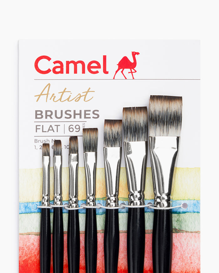 Camel Artists Flat Brush Set | Pack of 7 Brushes | Series 69