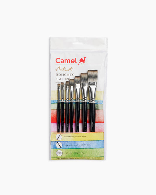 Camel Artists Flat Brush Set |  Pack of 7 Brushes | Series 69