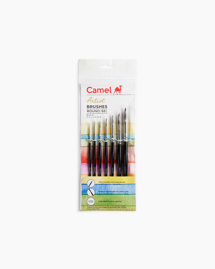 Camel Artists Round Brush Set | Pack of 7 Brushes | Series 68