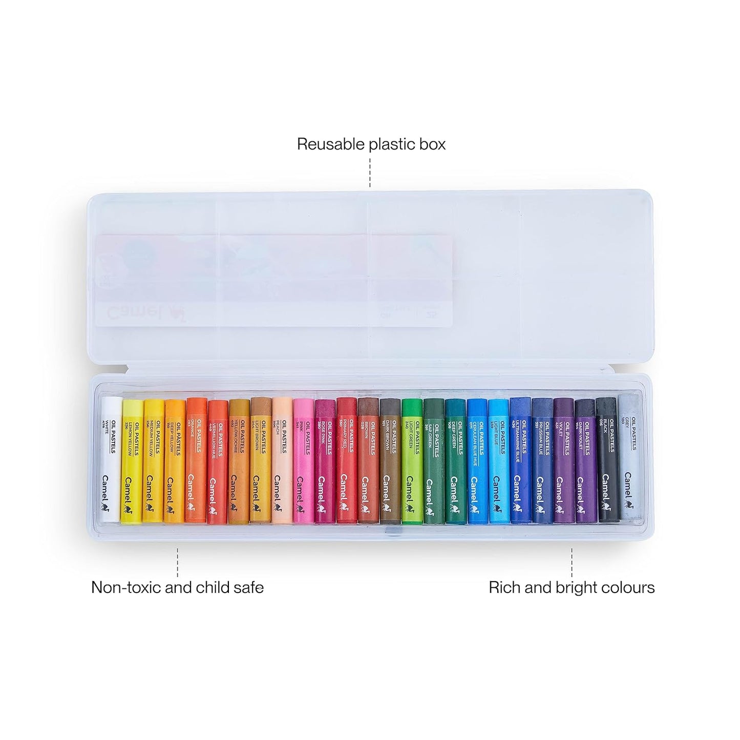 Camel Oil Pastel With Reusable Plastic Box | 25 Shades