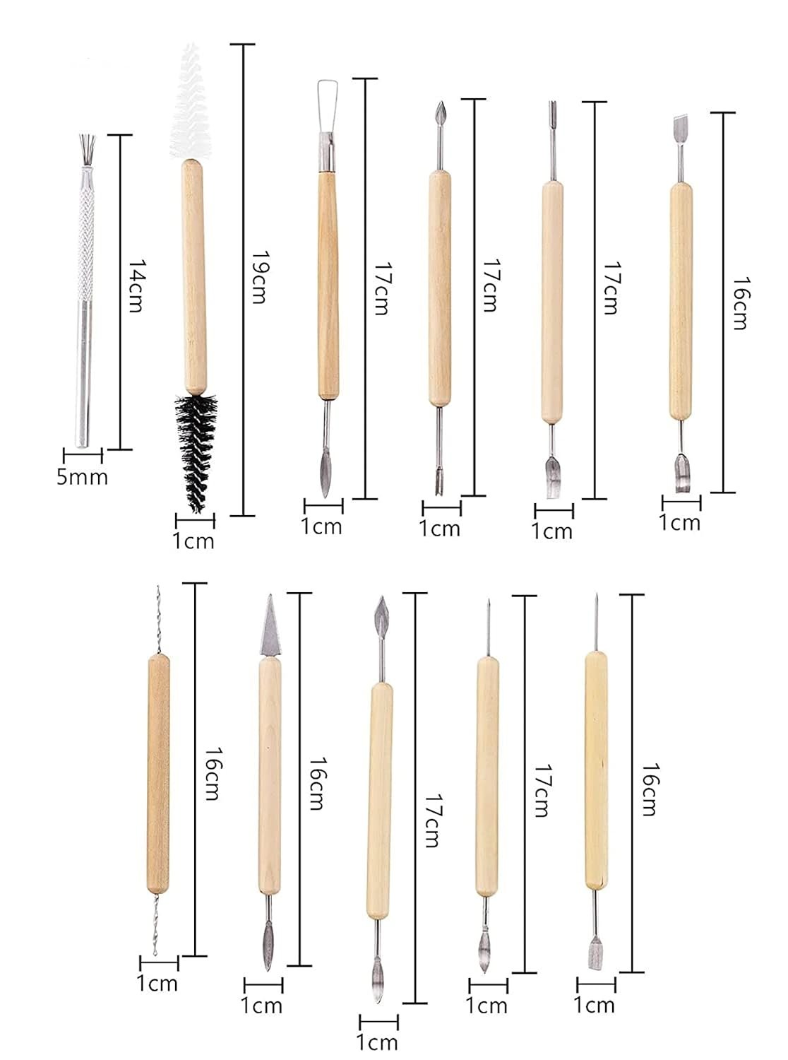 Ceramic Wooden Handle Professional Tools Kit | Clay Pottery, Sculpting | 11 pcs