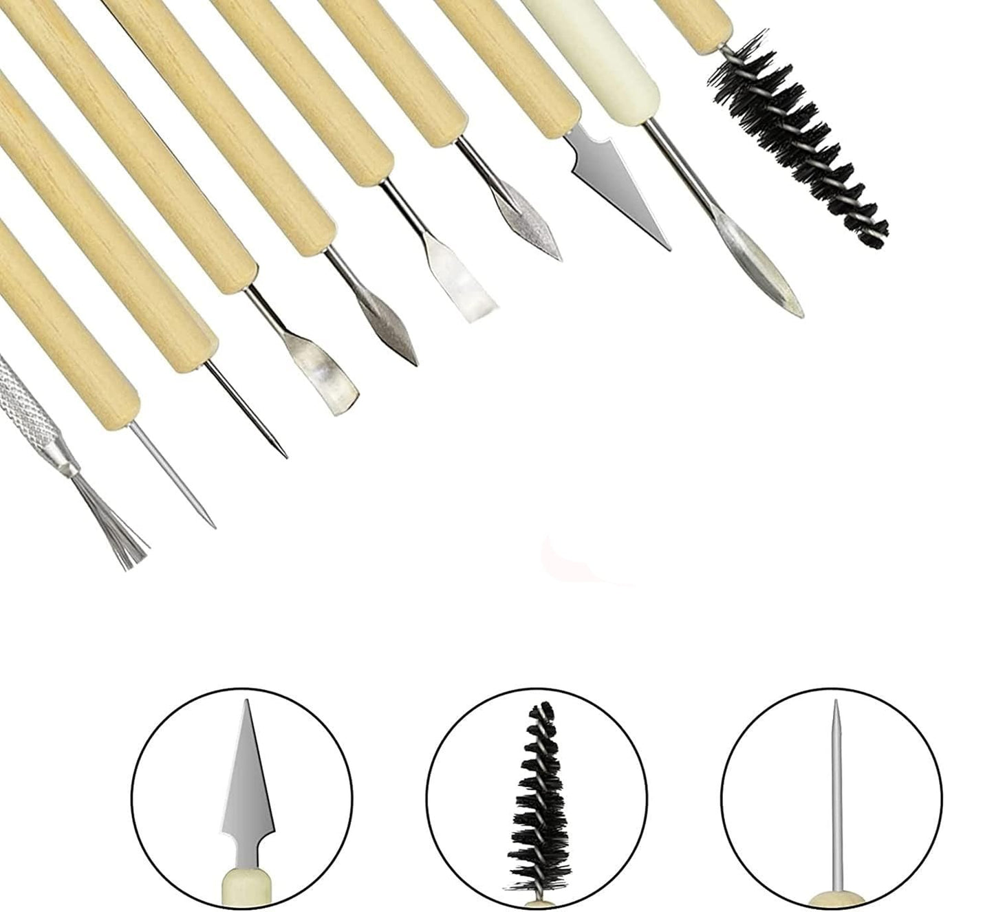 Ceramic Wooden Handle Professional Tools Kit | Clay Pottery, Sculpting | 11 pcs